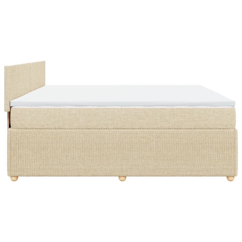 Boxspringbett mit Matratze Creme 200x200 cm Stoff