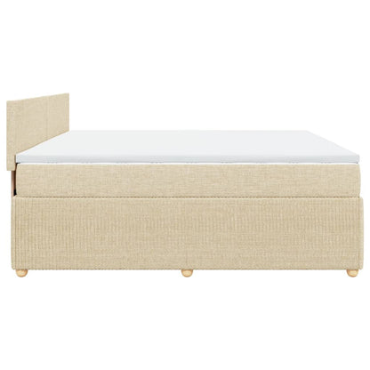 Boxspringbett mit Matratze Creme 200x200 cm Stoff