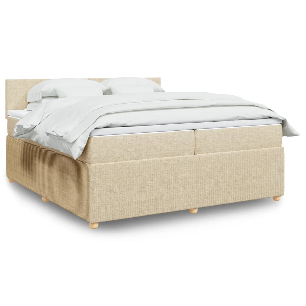 Boxspringbett mit Matratze Creme 200x200 cm Stoff