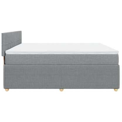 Boxspringbett mit Matratze Hellgrau 200x200 cm Stoff