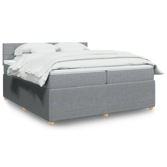 Boxspringbett mit Matratze Hellgrau 200x200 cm Stoff