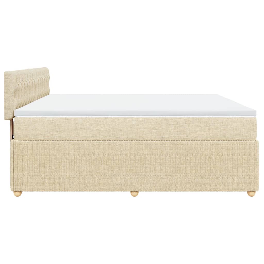 Boxspringbett mit Matratze Creme 200x200 cm Stoff