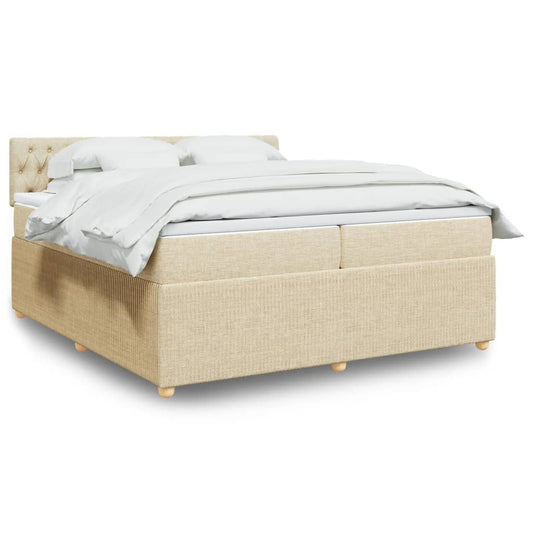 Boxspringbett mit Matratze Creme 200x200 cm Stoff