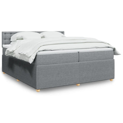 Boxspringbett mit Matratze Hellgrau 200x200 cm Stoff