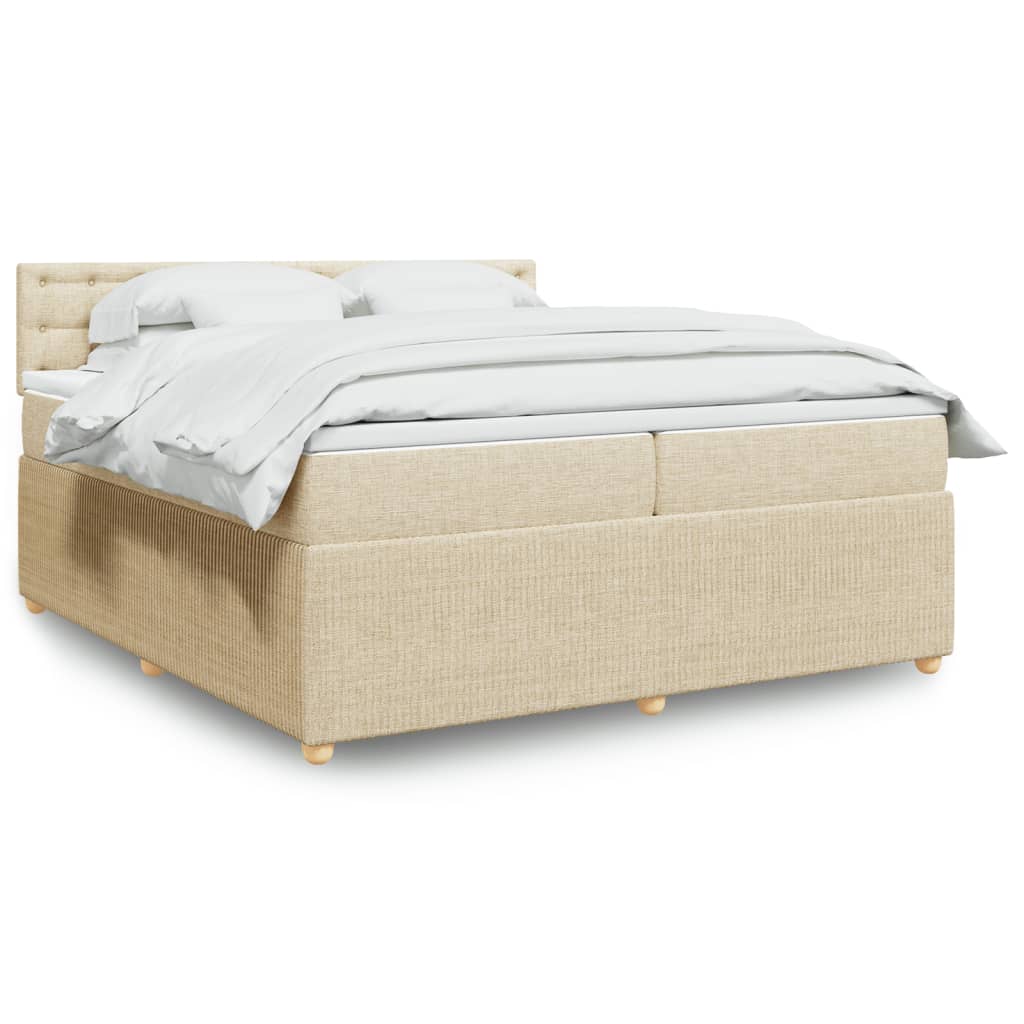 Boxspringbett mit Matratze Creme 200x200 cm Stoff