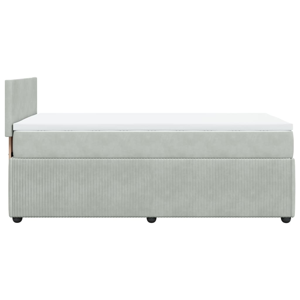 Boxspringbett mit Matratze Hellgrau 90x200 cm Samt