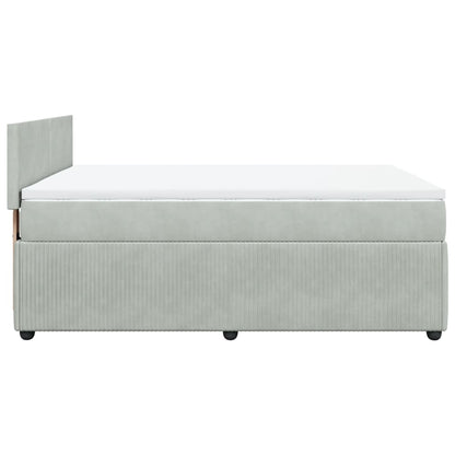 Boxspringbett mit Matratze Hellgrau 140x200 cm Samt