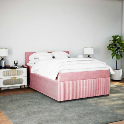 Boxspringbett mit Matratze Rosa 140x200 cm Samt