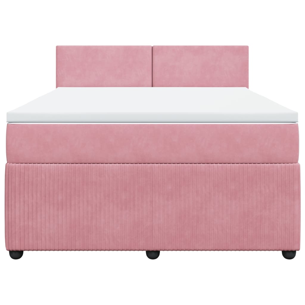 Boxspringbett mit Matratze Rosa 140x200 cm Samt