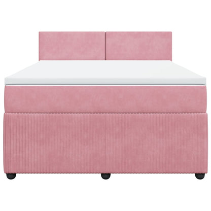 Boxspringbett mit Matratze Rosa 140x200 cm Samt