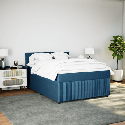 Boxspringbett mit Matratze Blau 140x200 cm Samt