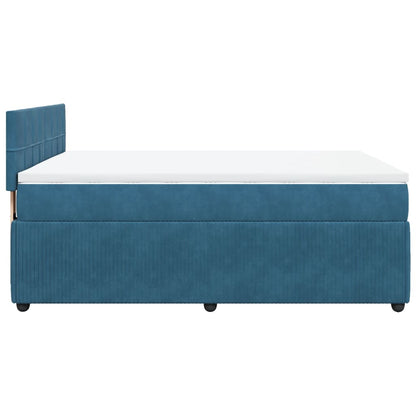 Boxspringbett mit Matratze Blau 140x200 cm Samt