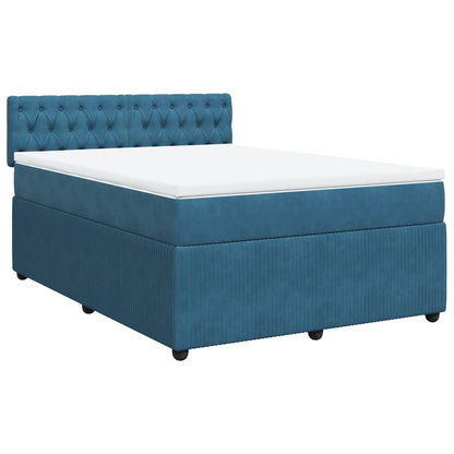 Boxspringbett mit Matratze Blau 140x200 cm Samt