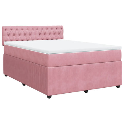 Boxspringbett mit Matratze Rosa 140x200 cm Samt