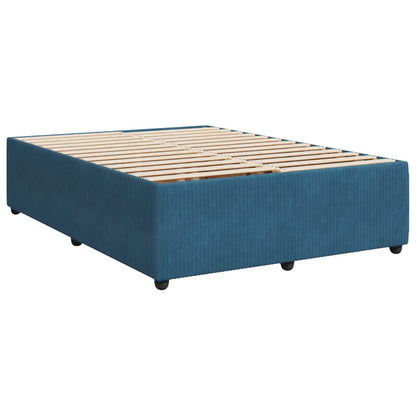 Boxspringbett mit Matratze Blau 160x200 cm Samt