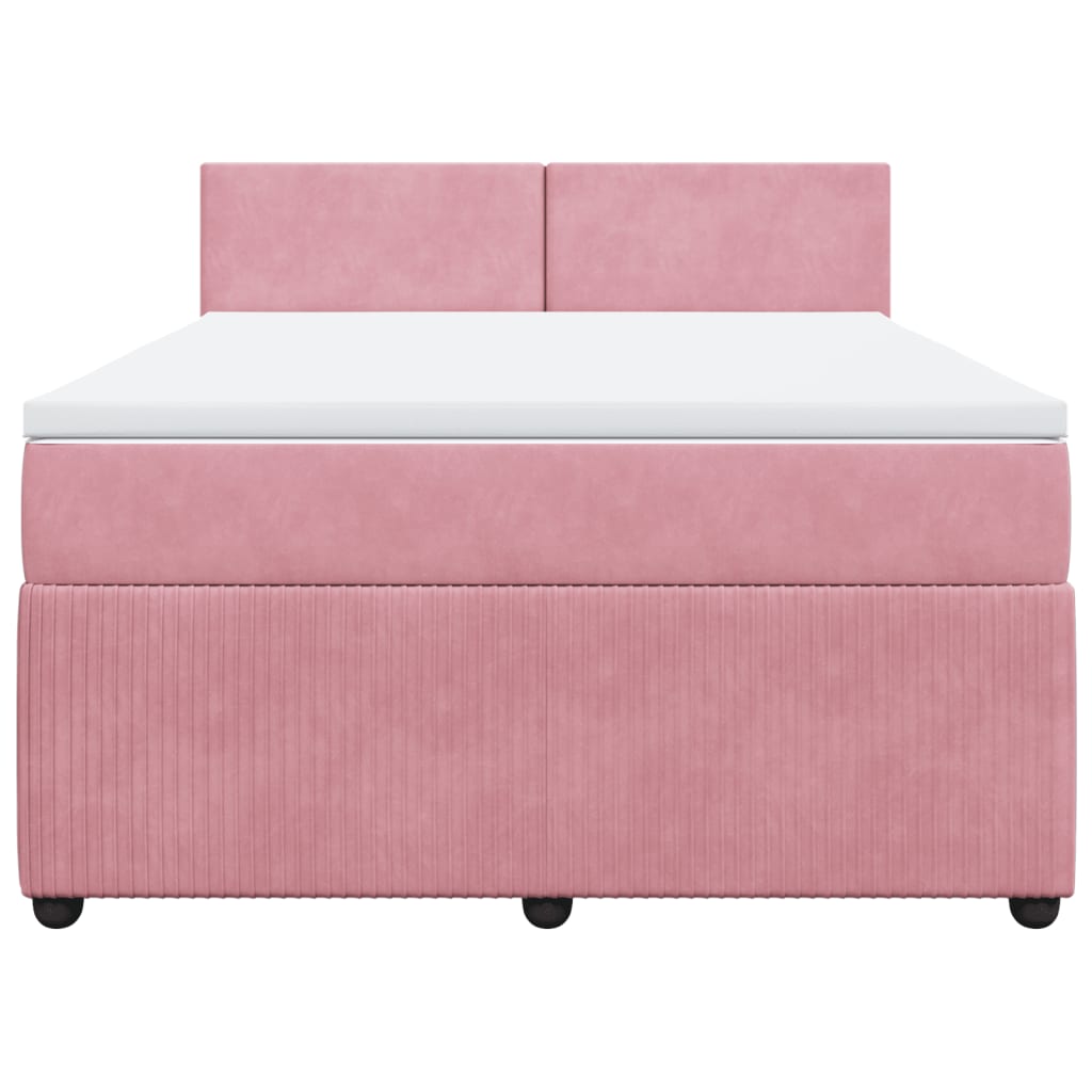 Boxspringbett mit Matratze Rosa 160x200 cm Samt