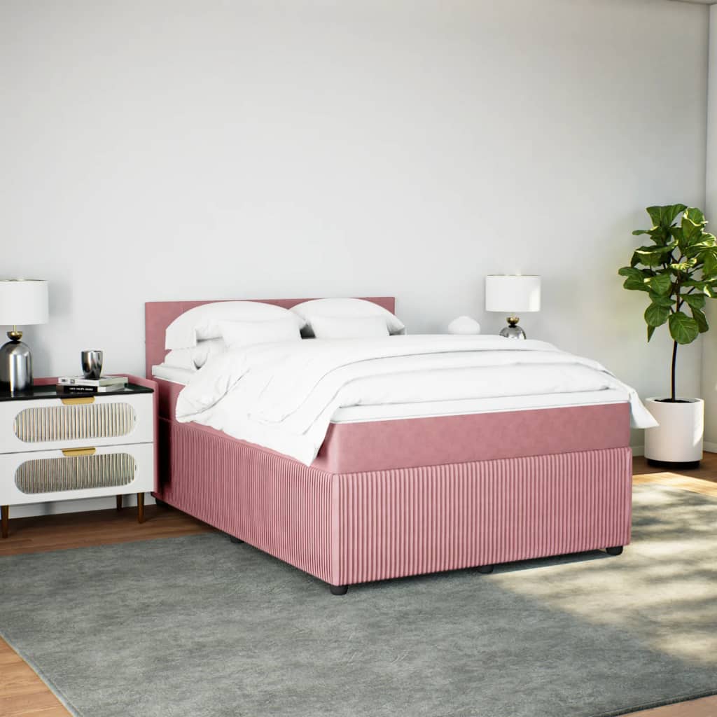 Boxspringbett mit Matratze Rosa 160x200 cm Samt