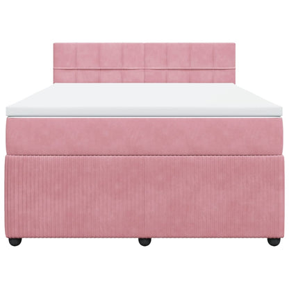 Boxspringbett mit Matratze Rosa 160x200 cm Samt