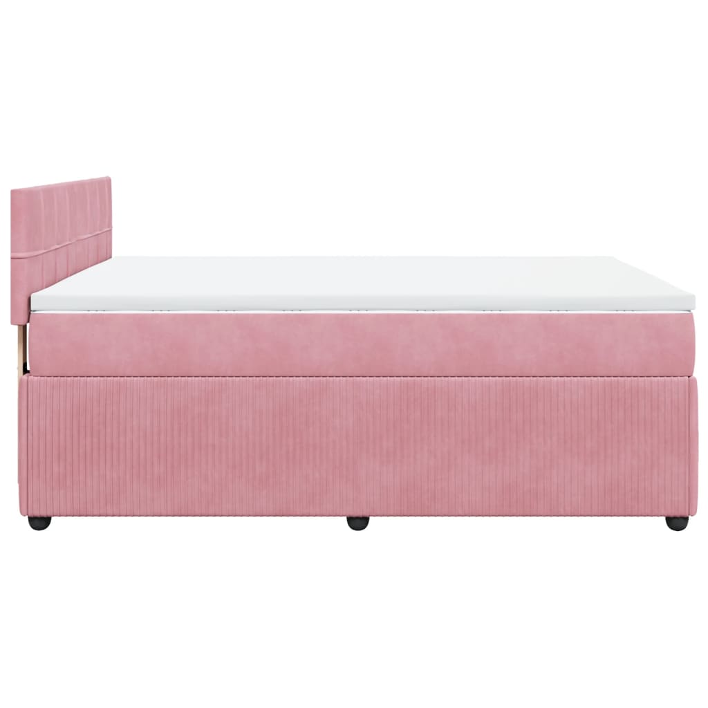 Boxspringbett mit Matratze Rosa 160x200 cm Samt