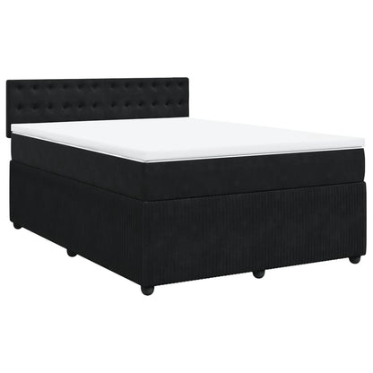 Boxspringbett mit Matratze Schwarz 160x200 cm Samt