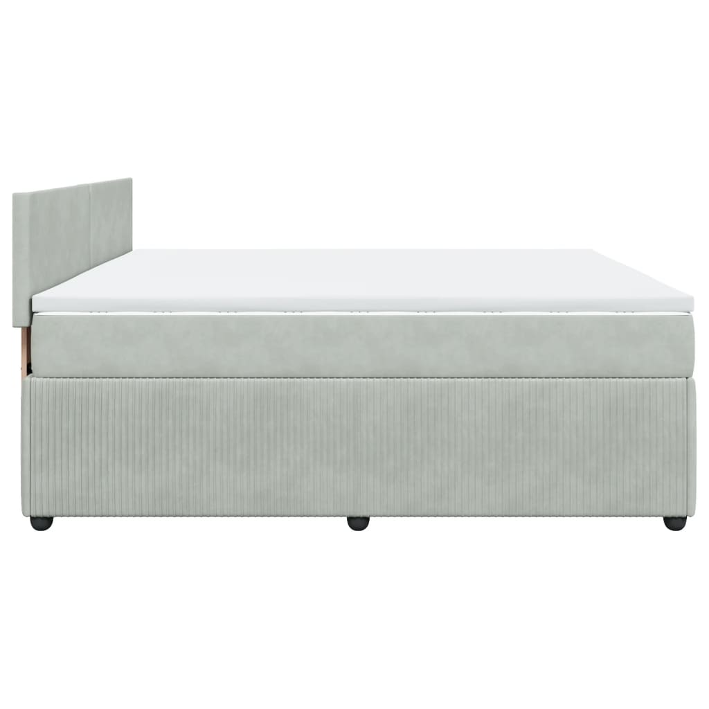 Boxspringbett mit Matratze Hellgrau 180x200 cm Samt