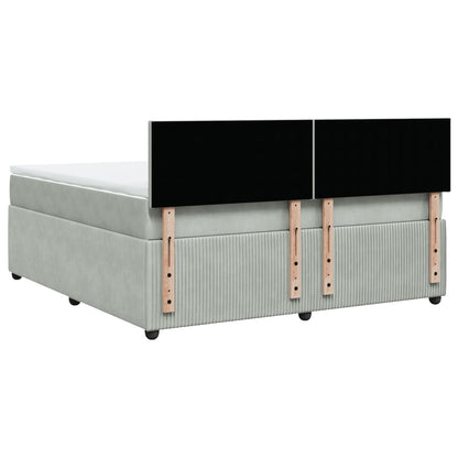 Boxspringbett mit Matratze Hellgrau 180x200 cm Samt