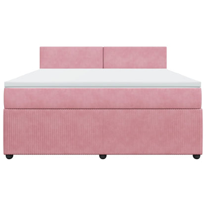 Boxspringbett mit Matratze Rosa 180x200 cm Samt