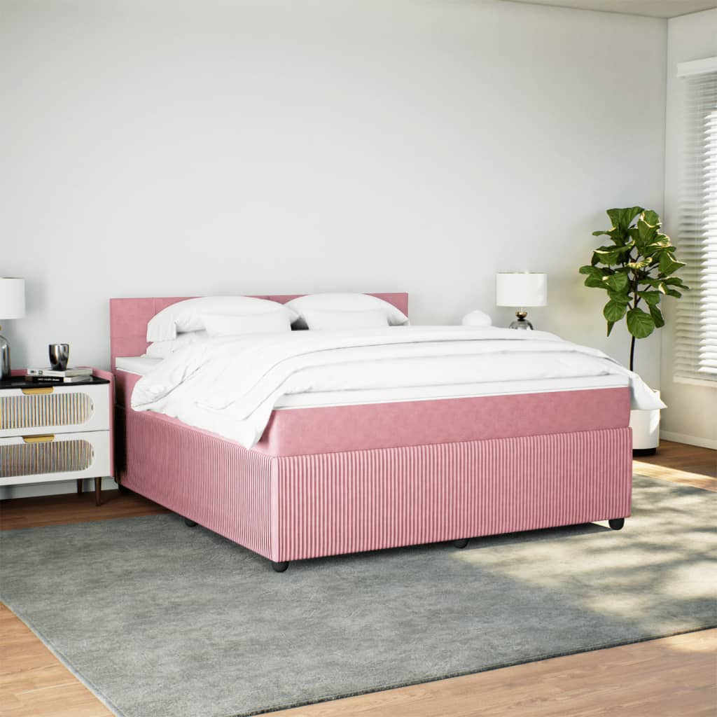 Boxspringbett mit Matratze Rosa 180x200 cm Samt