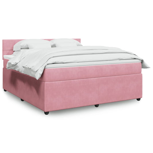 Boxspringbett mit Matratze Rosa 180x200 cm Samt