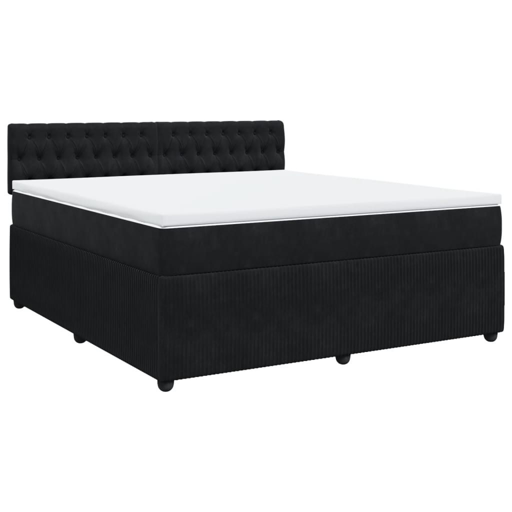 Boxspringbett mit Matratze Schwarz 180x200 cm Samt