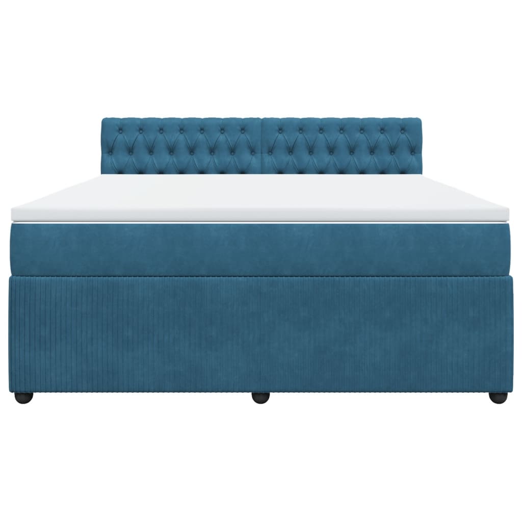 Boxspringbett mit Matratze Blau 180x200 cm Samt