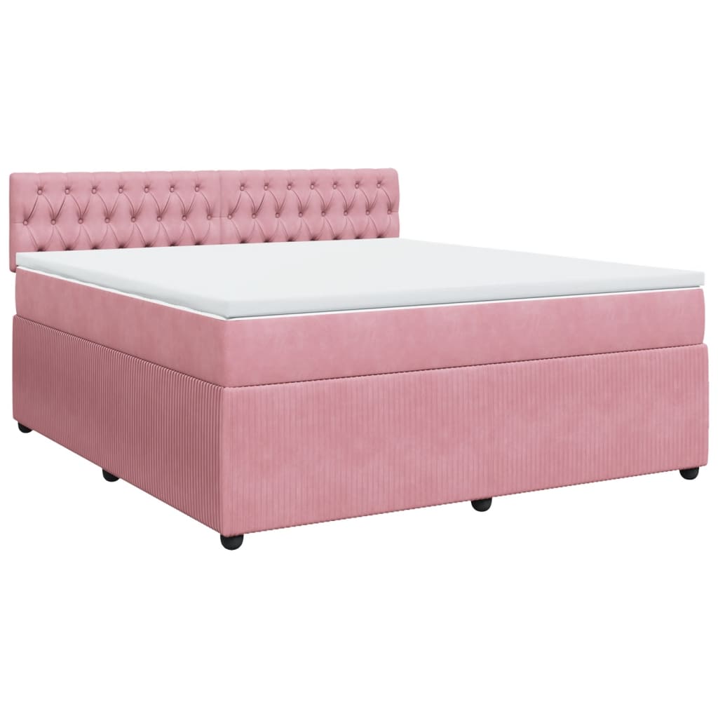 Boxspringbett mit Matratze Rosa 180x200 cm Samt