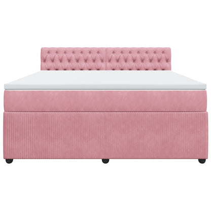 Boxspringbett mit Matratze Rosa 180x200 cm Samt