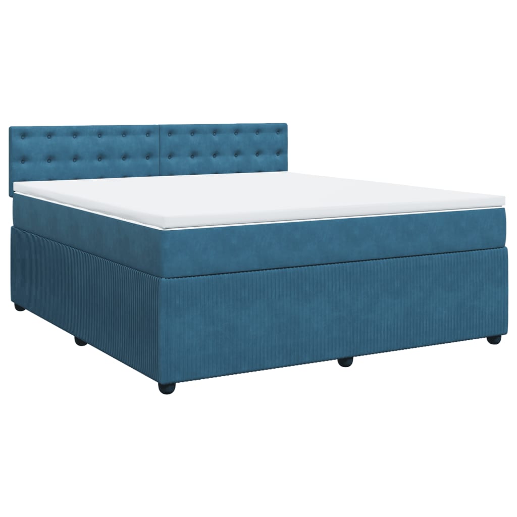 Boxspringbett mit Matratze Blau 180x200 cm Samt