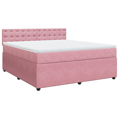 Boxspringbett mit Matratze Rosa 180x200 cm Samt