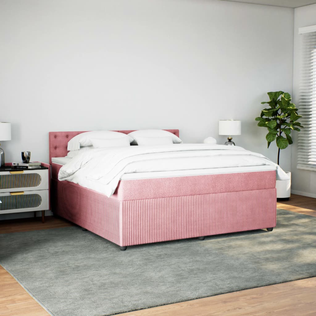 Boxspringbett mit Matratze Rosa 180x200 cm Samt