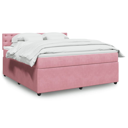 Boxspringbett mit Matratze Rosa 180x200 cm Samt