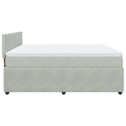 Boxspringbett mit Matratze Hellgrau 200x200 cm Samt