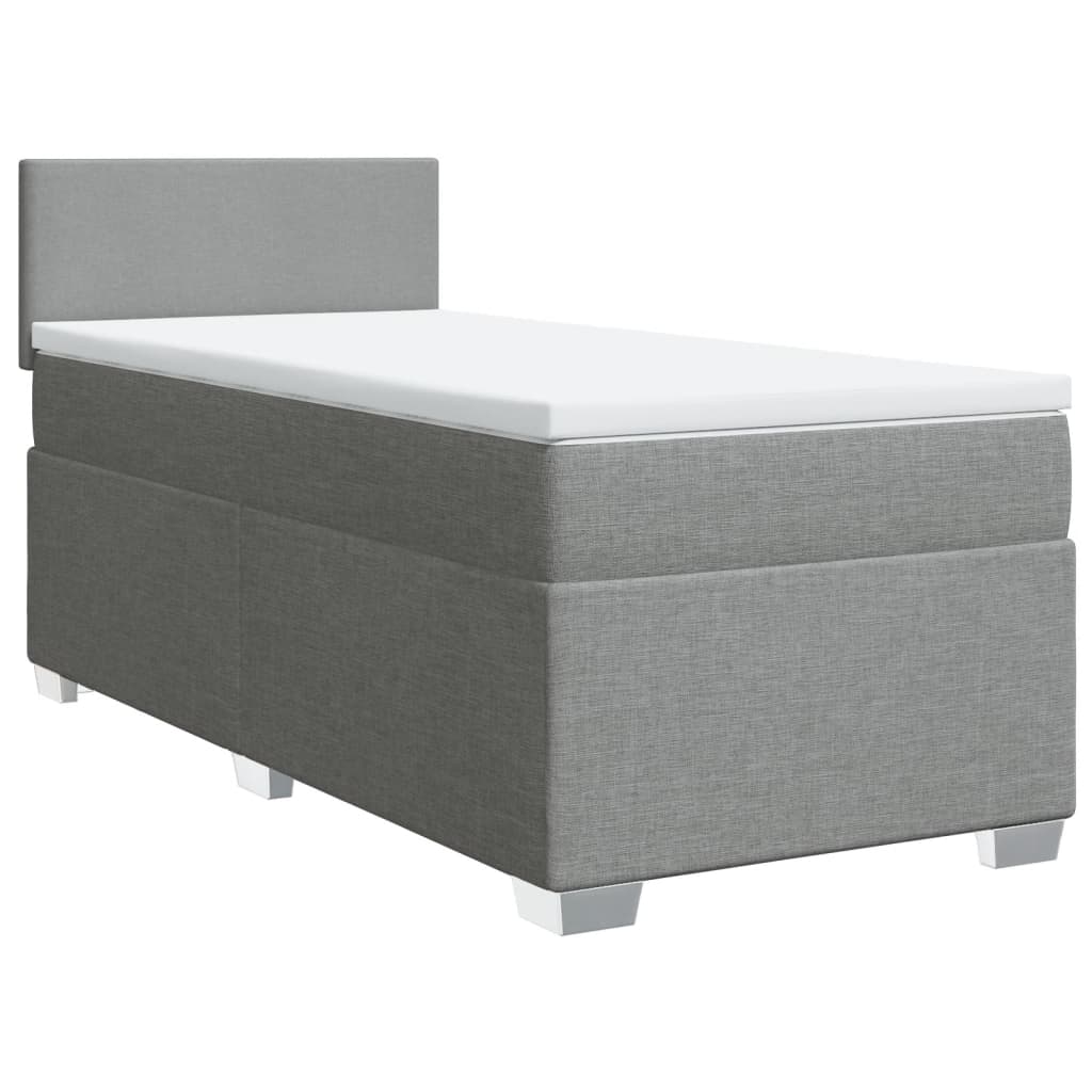 Boxspringbett mit Matratze Hellgrau 90x200 cm Stoff