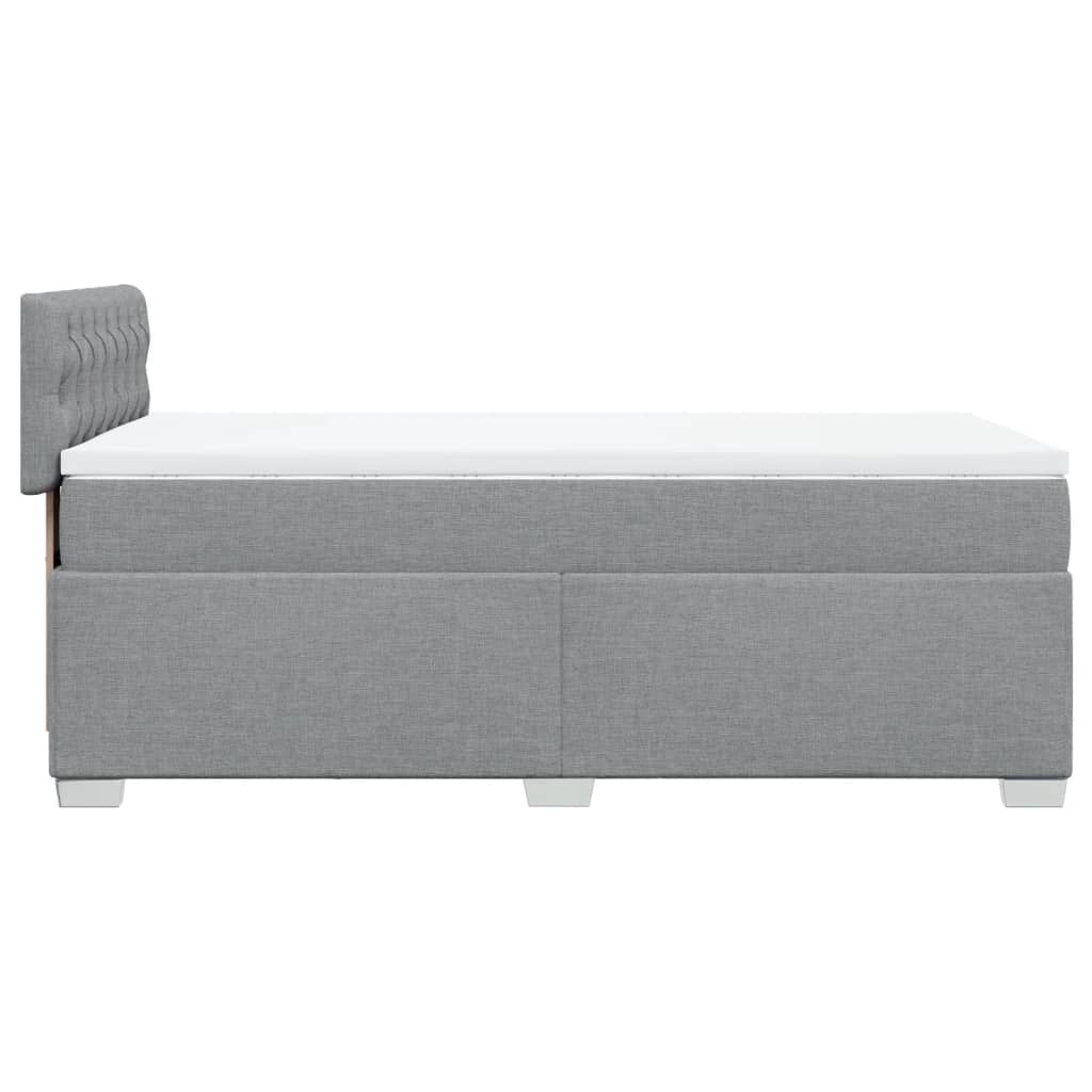 Boxspringbett mit Matratze Hellgrau 90x200 cm Stoff