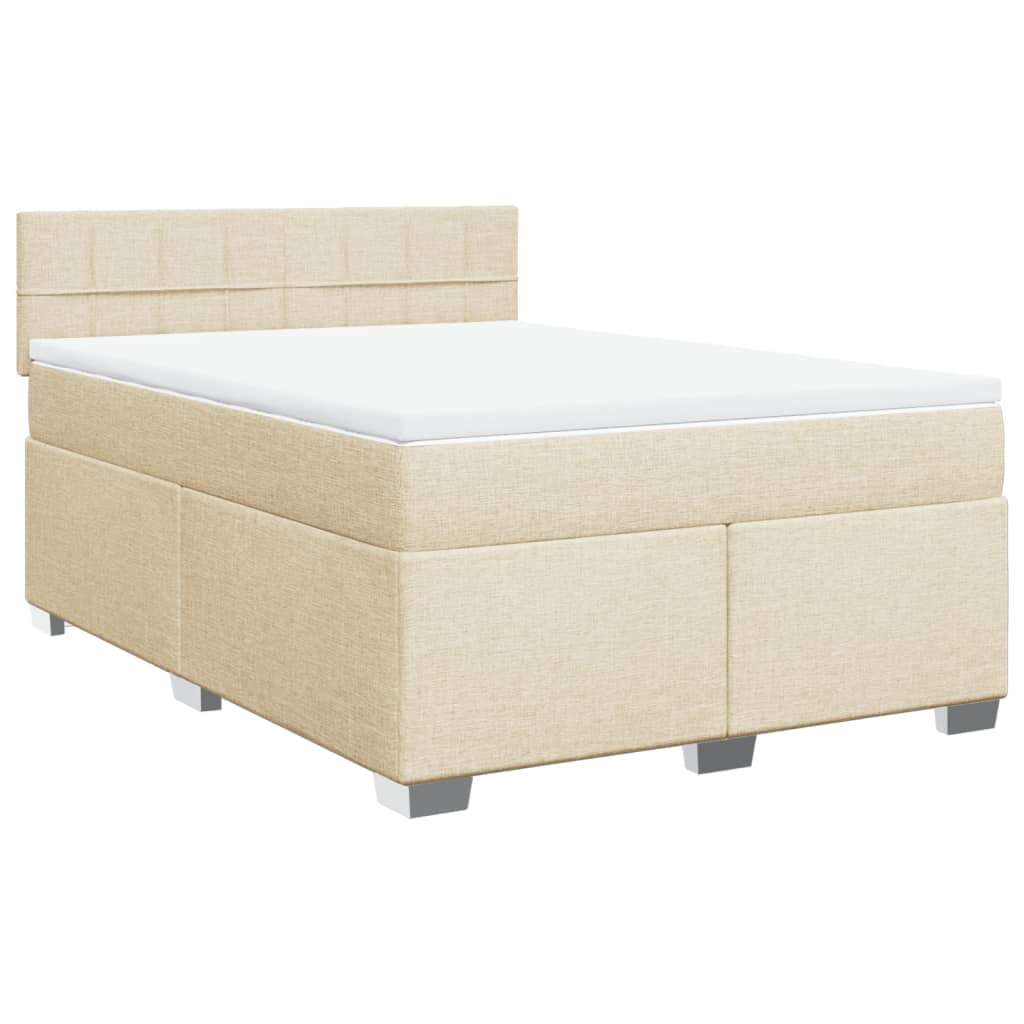 Boxspringbett mit Matratze Creme 140x200 cm Stoff