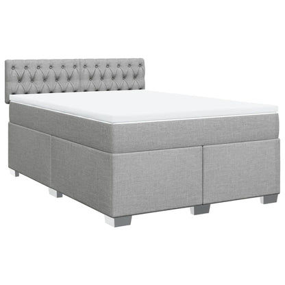 Boxspringbett mit Matratze Hellgrau 140x200 cm Stoff