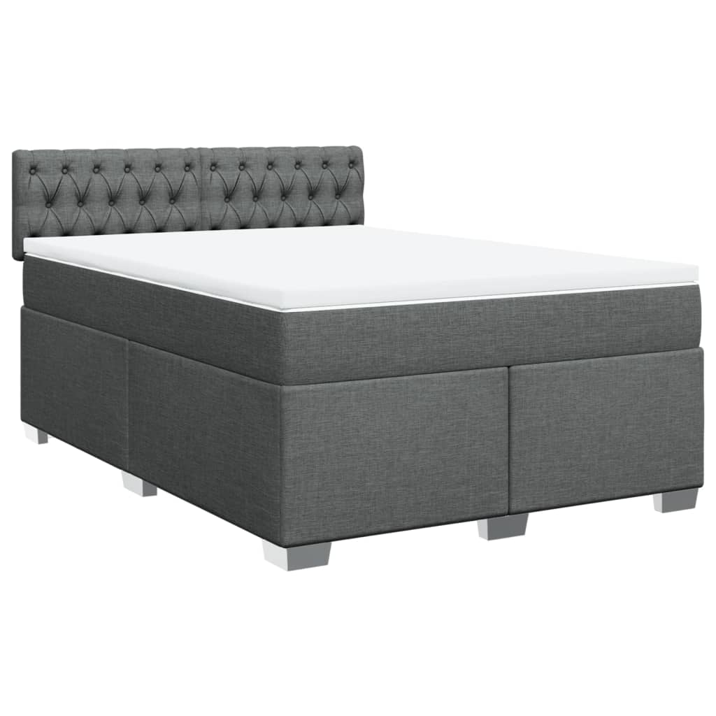 Boxspringbett mit Matratze Dunkelgrau 140x200 cm Stoff