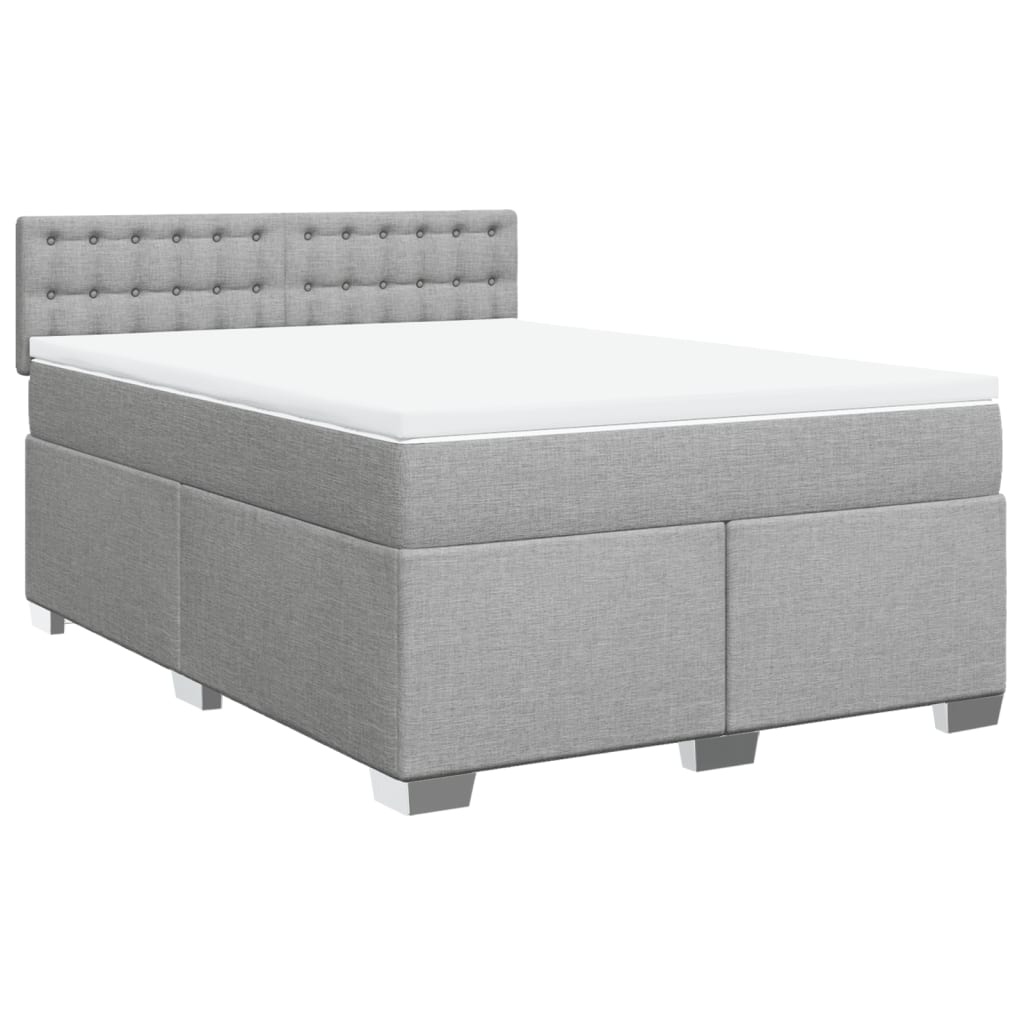 Boxspringbett mit Matratze Hellgrau 140x200 cm Stoff