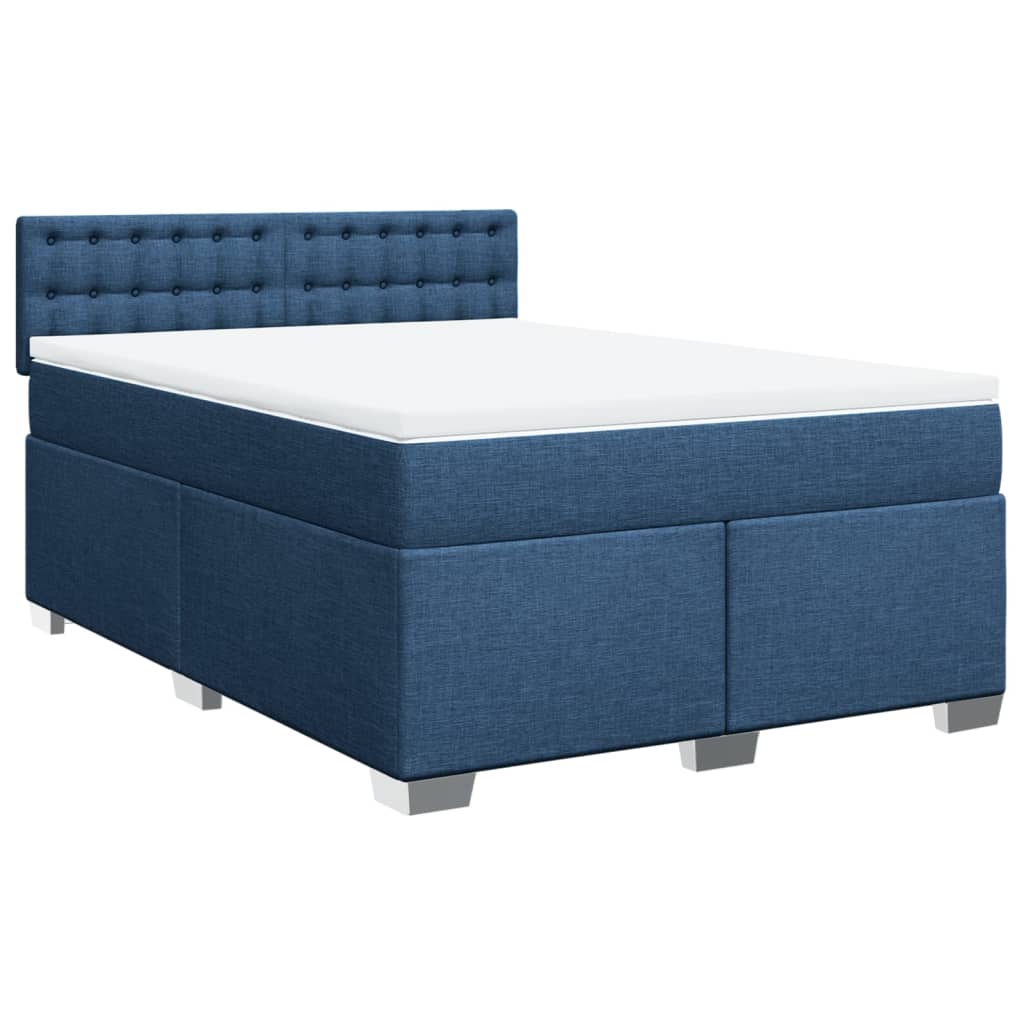 Boxspringbett mit Matratze Blau 140x200 cm Stoff