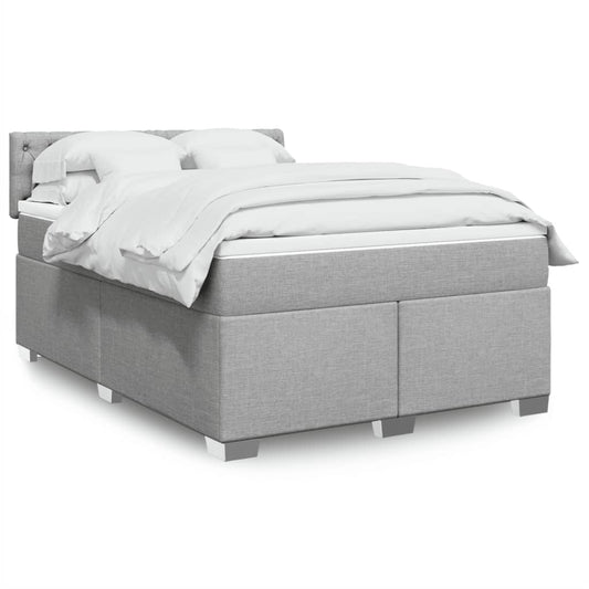 Boxspringbett mit Matratze Hellgrau 160x200 cm Stoff