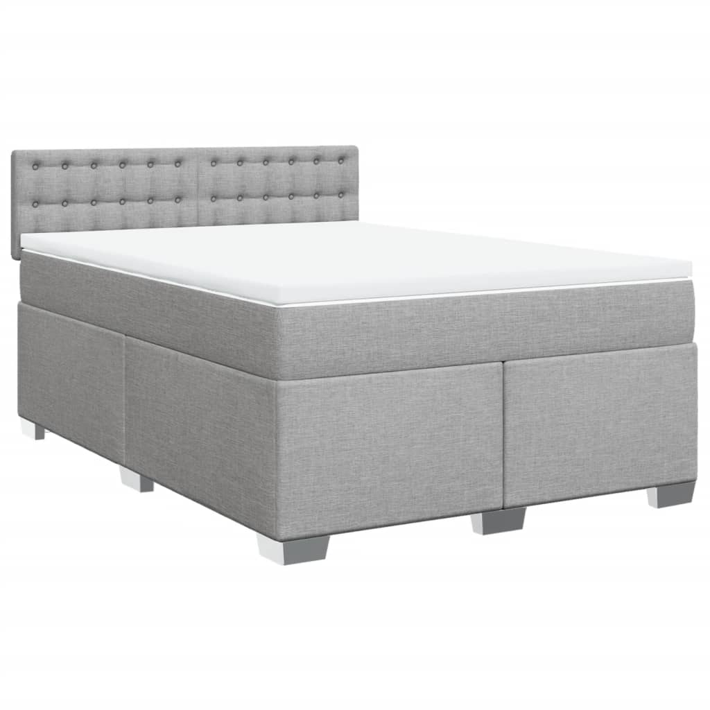 Boxspringbett mit Matratze Hellgrau 160x200 cm Stoff