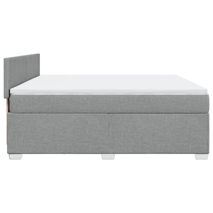 Boxspringbett mit Matratze Hellgrau 180x200 cm Stoff