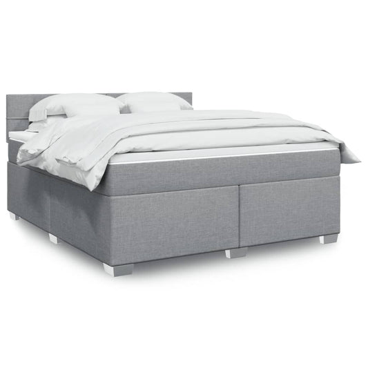 Boxspringbett mit Matratze Hellgrau 180x200 cm Stoff