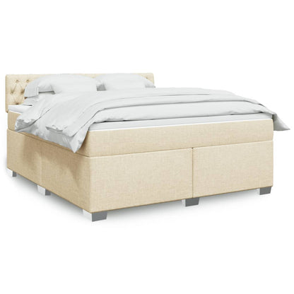 Boxspringbett mit Matratze Creme 180x200 cm Stoff